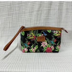 CAVALCANTI Multi Color Floral Leather Clutch Pouch Wristlet Made In Italy